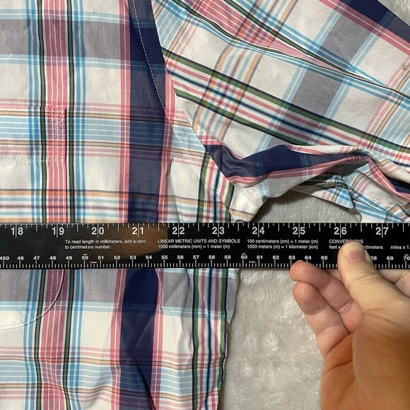 Peter Millar Shirt Blue Plaid Long Sleeve Casual Preppy Button Down Men Size L - Picture 7 of 11